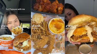 Popeyes mukbang ASMR  TikTok compilation  12 [upl. by Anelec]