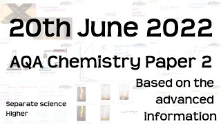 AQA Chemistry Paper 2 Revision  20th June 2022  GCSE Separate Science Higher Exam [upl. by Esyahc]