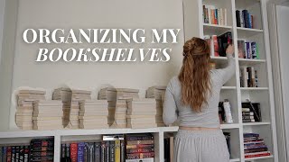 reorganize my bookshelves with me 📚 book organization bookshelf tour amp building a home library [upl. by Moor]