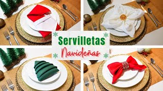 4 DISEÑOS DE SERVILLETAS NAVIDEÑAS  Ideas para decorar tu mesa [upl. by Melinde886]