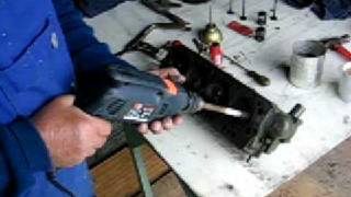 Using a drill to Lap in the Valves on an old Austin A40 Devon head [upl. by Brick]