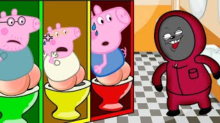 Oh No Pink Soldier Get Out of the toilet Now Peppa Pig Doesnt Want to Join the Squid Game [upl. by Phebe]