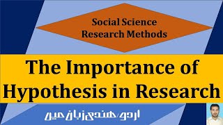 the importance of hypothesis in research  hypothesis explained in urdu [upl. by Aronoel714]