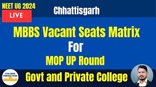 Chhattisgarh MBBS and BDS Vacant Seat Matrix for Mop Up Round 2024 Government and Private College [upl. by Ling]