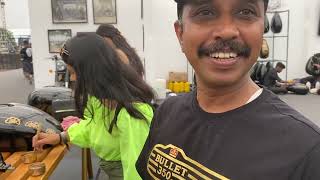 Artist Jayakumar the man behind the Golden lines on Royal Enfield Bullet fuel tank at Motoverse [upl. by Maurise85]