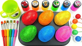 Oddly Satisfying Video l How To Make 6 Jars Fruit Slime into Glitter Lollipop Candy amp Cutting ASMR [upl. by Swift]