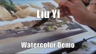 Watercolor Demo Artist Liu Yi in Peratallada  short version [upl. by Hadeehsar]