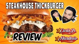 HardeesCarls Jr  NEW Steakhouse Thickburger 12LB REVIEW [upl. by Cantu]