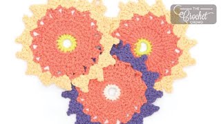 Crochet Flower Dishcloth  EASY  The Crochet Crowd [upl. by Osmo]