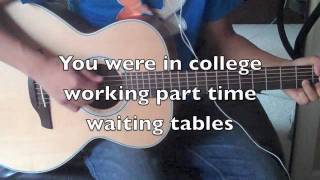 HD TAYLOR SWIFT  MINE LYRICS ON SCREEN INSTRUMENTAL ACOUSTIC GUITAR COVER [upl. by Hebrew]