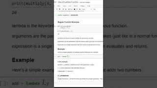 Lambda Functions  100 Days of Python Programming  Day23 shorts pythonchallenge [upl. by Nayarb885]