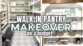 BUDGET FRIENDLY DREAM PANTRY MAKEOVER  FARMHOUSE WALKIN PANTRY MAKEOVER [upl. by Nair]