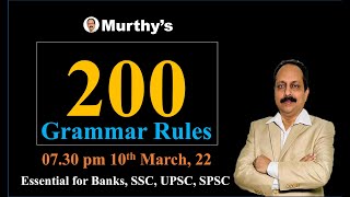 200 Grammar Rules in English by Murthy Sir 10 March 2022  For Banks SSC UPSC State PSCs [upl. by Athenian]