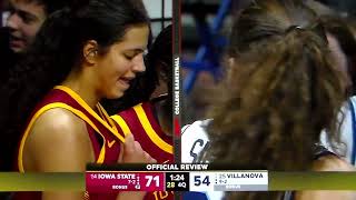 Villanovas Maddy Siegrist hit in face by Iowa States Stephanie Soares in ball battle under hoop [upl. by Fai246]