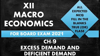 Excess Demand amp Deficient Demand Ch9 10 Most Expected One mark Questions for Board Exam 2021 [upl. by Marteena311]