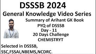 DSSSB Arihant GK Video Series Day11 Chemistry [upl. by Felix]