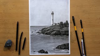 Charcoal Drawing of a Lighthouse [upl. by Reniti]