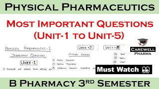 important question of physical pharmaceutics  B pharma 3rd sem  Carewell Pharma [upl. by Ettenahc]