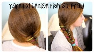 Yarn Extension Fishtail Braid  Color Highlights  Cute Girls Hairstyles [upl. by Malca]