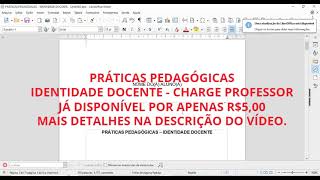 PRÁTICAS PEDAGÓGICAS IDENTIDADE DOCENTE – CHARGE PROFESSOR – MODELO WORD POR APENAS R5 [upl. by Matelda126]