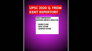 IMPORTANT KENT REPERTORY MCQ ASKED IN UPSC 2020 kentrepertory upsc bhms aiapget shorts short [upl. by Card]