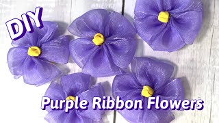 How To Make This Purple Flower for Flower Ribbon Lei [upl. by Hallimaj855]