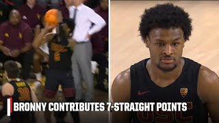 Bronny James scores and assists on 7STRAIGHT USC points vs Arizona State  ESPN College Basketball [upl. by Ena910]