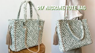 DIY  Macrame tote bag tutorial  Bolsa de macrame  마크라메 가방 [upl. by Salkin]