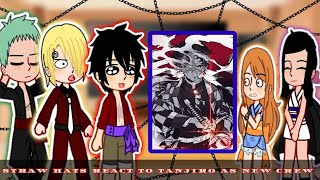 One Piece Straw Hats react to Tanjiro Kamado as the new crew [upl. by Ahsilek]