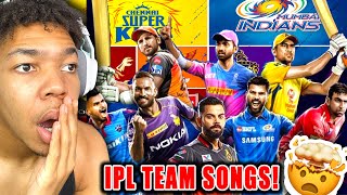 IPL 2024 Team Songs REACTION CSK RCB Mumbai Indians KKR Delhi Capitals Punjab Kings [upl. by Maddocks]