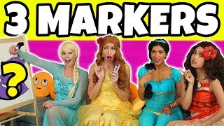 3 MARKER CHALLENGE With Disney Princesses Totally TV [upl. by Deyas]