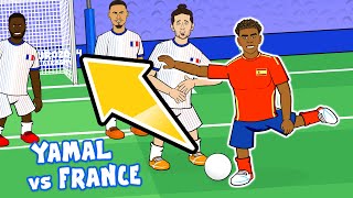 YAMAL SCORES A SCREAMER Spain vs France Euro 2024 Parody Goals Highlights [upl. by Nnylidnarb699]