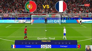 Portugal vs France  Penalty Shootout  UEFA Euro 2024  Ronaldo vs Mbappe  PES Gameplay [upl. by Dahlstrom]