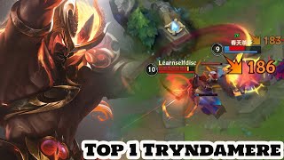 Wild Rift Top 1 Tryndamere Nightbringer Skin Gameplay 1 vs 9 Rank Grandmaster [upl. by Bullion999]