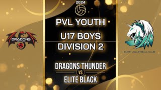 2024 PVL Youth  U17B Div 2  Dragons Thunder v Elite Black [upl. by Anafetse]