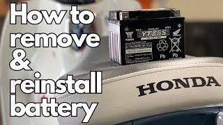 Super Cub C125  How to Remove and Reinstall Battery all years [upl. by Peggie]