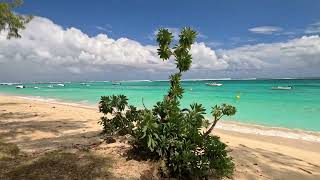 Walking tour on the beautiful Le Morne public beach  4k 60 fps August Mauritius [upl. by Esojnauj]