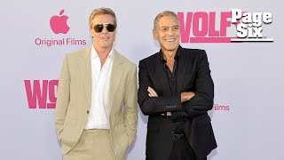 Watch Brad Pitt and George Clooney pal around on the red carpet at ‘Wolfs’ premiere [upl. by Anha882]