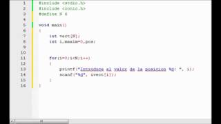 Buscar el mayor de un vector en lenguaje de programación C [upl. by Checani]