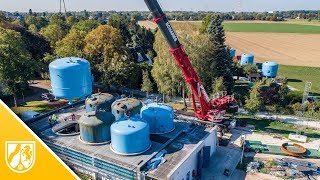 Drohnenvideo Stadtwerke Duisburg tauschen tonnenschwere Wasserfilter [upl. by Granlund]