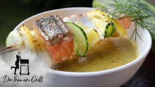 Zucchini  Suppe mit Lachs Spießen vom Grill [upl. by Kalagher]