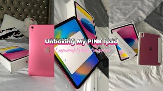 PINK Ipad Unboxing  ApplePencil  Engraving amp Accessories 10th gen [upl. by Ihana]