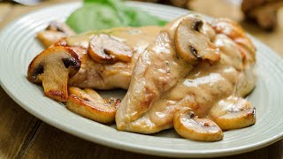 Filet de poulet aux champignons et à la crème  Très moelleux et oncteux [upl. by Randolph]