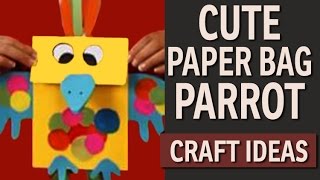 How to make a Paper Bag Parrot  Paper Bags Craft Ideas English [upl. by Gibbons765]