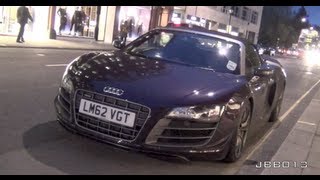 PURPLE AUDI R8 GT Spyder Loud Acceleration and Downshift [upl. by Nyleuqaj]