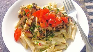 Blackened Chicken Alfredo over Penne  PoorMansGourmet [upl. by Lippold]