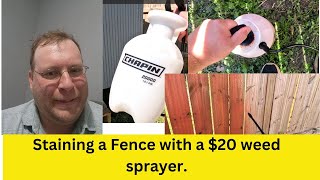 Staining a Fence with a 20 weed sprayer [upl. by Anelad]