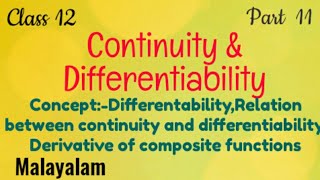 DifferentiabilityClass12Continuity and DifferentiabilityMathsMalayalam [upl. by Ramaj955]