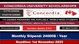 Concordia University Scholarships 2023  Fully Funded  How to Apply Step by Step Process  Canada [upl. by Annahtur]