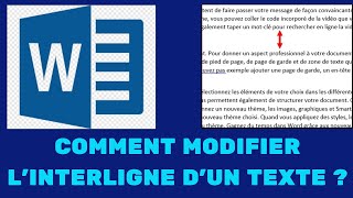 COMMENT MODIFIER LINTERLIGNE DUN TEXTE SUR WORD [upl. by Acirne]